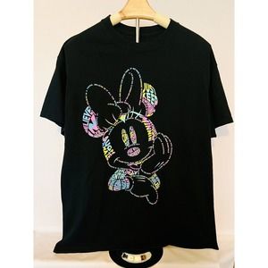 NEW Disney Shirt Women's Large Black Minnie Mouse Believe In Magic Laugh Parks